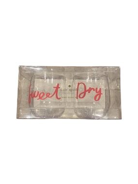 Kate Spade Sweet / Dry Acrylic Stemless Wine Glasses New in Box